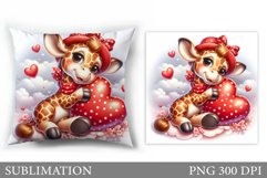 Valentines Giraffe Pillow. Valentines Pillow Sublimation Product Image 1