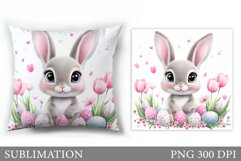 Easter Bunny Pillow Design. Easter Bunny Sublimation Product Image 1