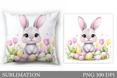 Easter Bunny Pillow Design. Easter Bunny Sublimation Product Image 1