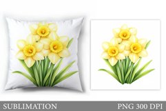 Daffodils Pillow Design. Flowers Pillow Sublimation Product Image 1