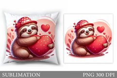 Cute Sloth Pillow Design. Valentine Pillow Sublimation Product Image 1