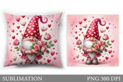 Cute Gnome Pillow Design. Valentines Pillow Sublimation Product Image 1