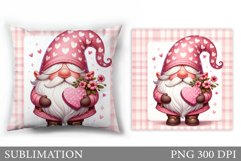 Cute Gnome Pillow Design. Valentines Pillow Sublimation Product Image 1