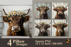 Daisy Cow Pillow Sublimation Design Product Image 1