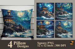 Coastal House Pillow Sublimation Design Product Image 1