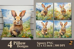 Rabbit Playing In The Garden Pillow Sublimation Design Product Image 1