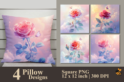 Beautiful Pastel Rose Pillow Sublimation Design Product Image 1