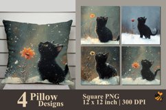Winter Cat Pillow Sublimation Design Product Image 1