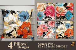 Floral Motifs Pillow Sublimation Design Product Image 1