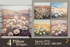 White Flowers Pillow Sublimation Design Product Image 1