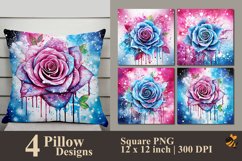 Bicolor Rose Pillow Sublimation Design Product Image 1