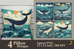 Whale Abstract Pillow Sublimation Design Product Image 1