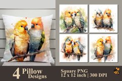 Cute Parrots Pillow Sublimation Design Product Image 1