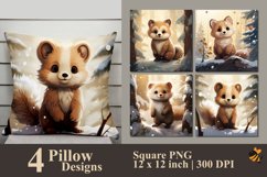 Cute Marten At Nature Pillow Sublimation Design Product Image 1