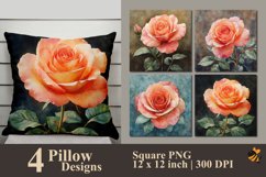 Orange Rose Pillow Sublimation Design Product Image 1