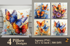 Fluttering Butterflies Pillow Sublimation Design Product Image 1