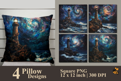 Painting Lighthouse Pillow Sublimation Design Product Image 1
