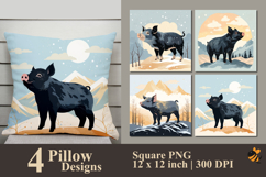 Black Pig Pillow Sublimation Design Product Image 1