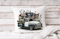 4th of July vintage truck American flag sublimation png Product Image 2