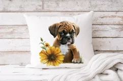 Boxer puppy sunflower sublimation png, animal watercolor Product Image 4