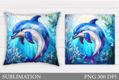 Cute Dolphin Sublimation. Dolphin Pillow Sublimation Product Image 1