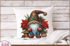 Merry Christmas Gnome png, Christmas Gnome poinsettia png Product Image 2