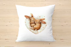 St. Valentine's Day Bunnies Watercolor PNG Product Image 3