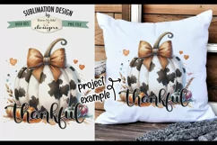 Thankful Cow Print Pumpkin PNG Design for Sublimation DTF Product Image 3