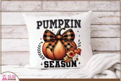 Pumpkin Season Buffalo Plaid Ribbon png, Retro Fall pumpkin Product Image 3