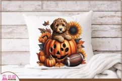 Sunflower pumpkin Golden Doodle png, Golden Doodle png Product Image 3