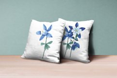 pillow aquilegia flowers watercolor