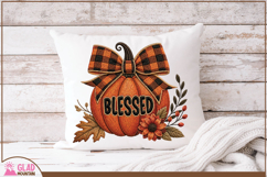 Blessed Pumpkin png, faux embroidered Autumn pumpkin Product Image 4