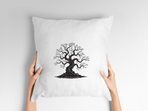 Artistic Twisted Oak Tree Sketch Embroidery Product Image 9