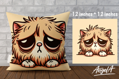 Pillow case sublimation design, funny cat PNG Product Image 1