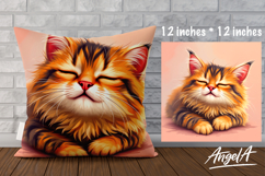 Pillow case sublimation design, sleeping animal cat PNG Product Image 1
