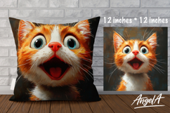 Pillow cover sublimation design, funny cat for cat lover PNG Product Image 1