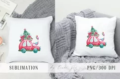 Watercolor Christmas car with gift boxes sublimation Product Image 2