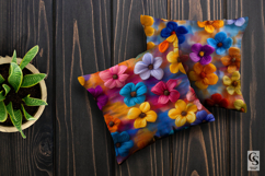 Colorful Fuzzy Felted Flowers Digital Paper Product Image 3