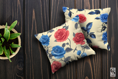 Red Blue Watercolor Roses Seamless Pattern Product Image 3