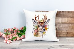 Spring Flower Deer Watercolor PNG Sublimation Design Product Image 2