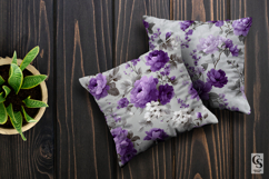 Purple &amp; Grey Shabby Chic Floral Digital Paper Product Image 3