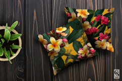 Pink and Yellow Plumeria Flowers Pattern Product Image 3