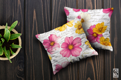 Pink and Yellow Cosmos Flowers Seamless Patterns Product Image 3