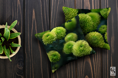 Green Pom Pom Flowers Digital Paper Product Image 2