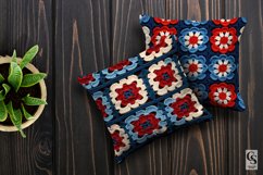 Red Blue Square Crochet Flowers Digital Papers Product Image 3