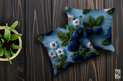 Crochet Floral Blue Berries Seamless Patterns Product Image 2