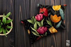 Colorful Tulip Flowers and Chevron Pattern Product Image 2