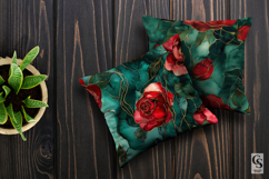 Red Green Alcohol Ink Roses Seamless Patterns Product Image 3