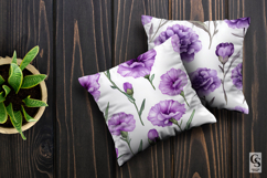 Purple Watercolor Carnation Seamless Pattern Product Image 3