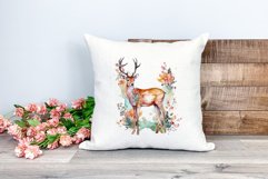 Spring Flower Deer Watercolor PNG Sublimation Design Product Image 2